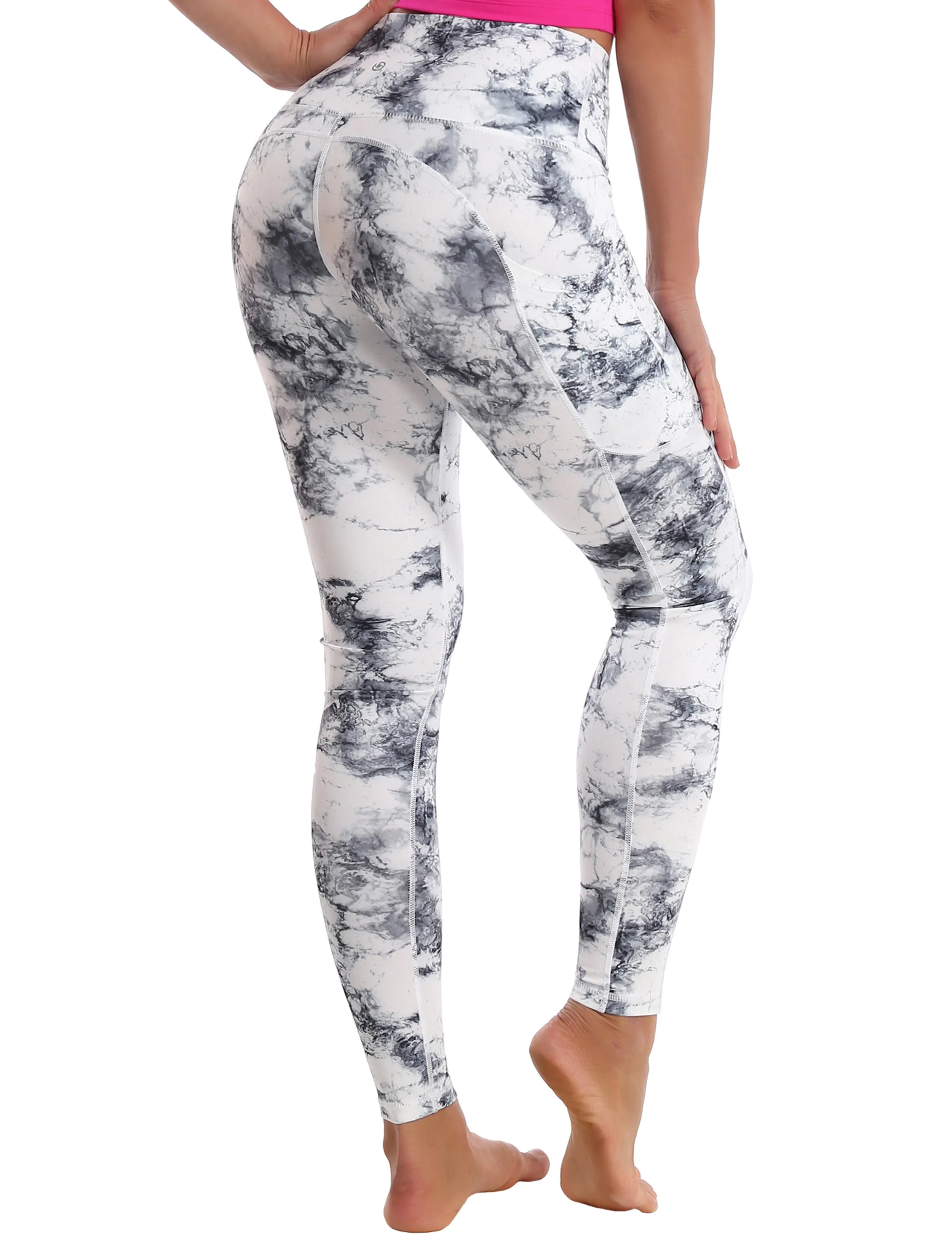 Hip Line Side Pockets Yoga Pants arabescato