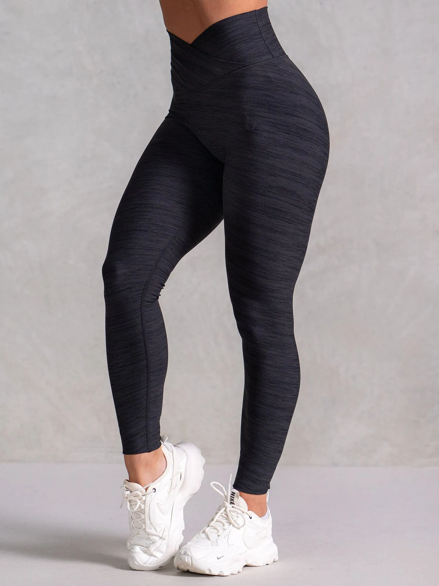 Icon Cross Over Scrunch Leggings - Black Marl