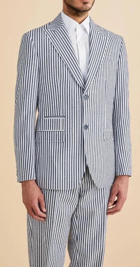 Inserch Seersucker Stripe Suit SU660155-00135 Dark Navy