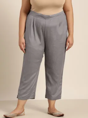 Juniper Grey Rayon Solid Cigarette Pants