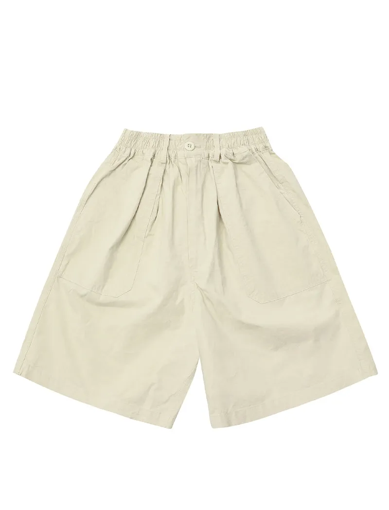 Kappy One Tuck Wide Fatigue Half Pants Cream