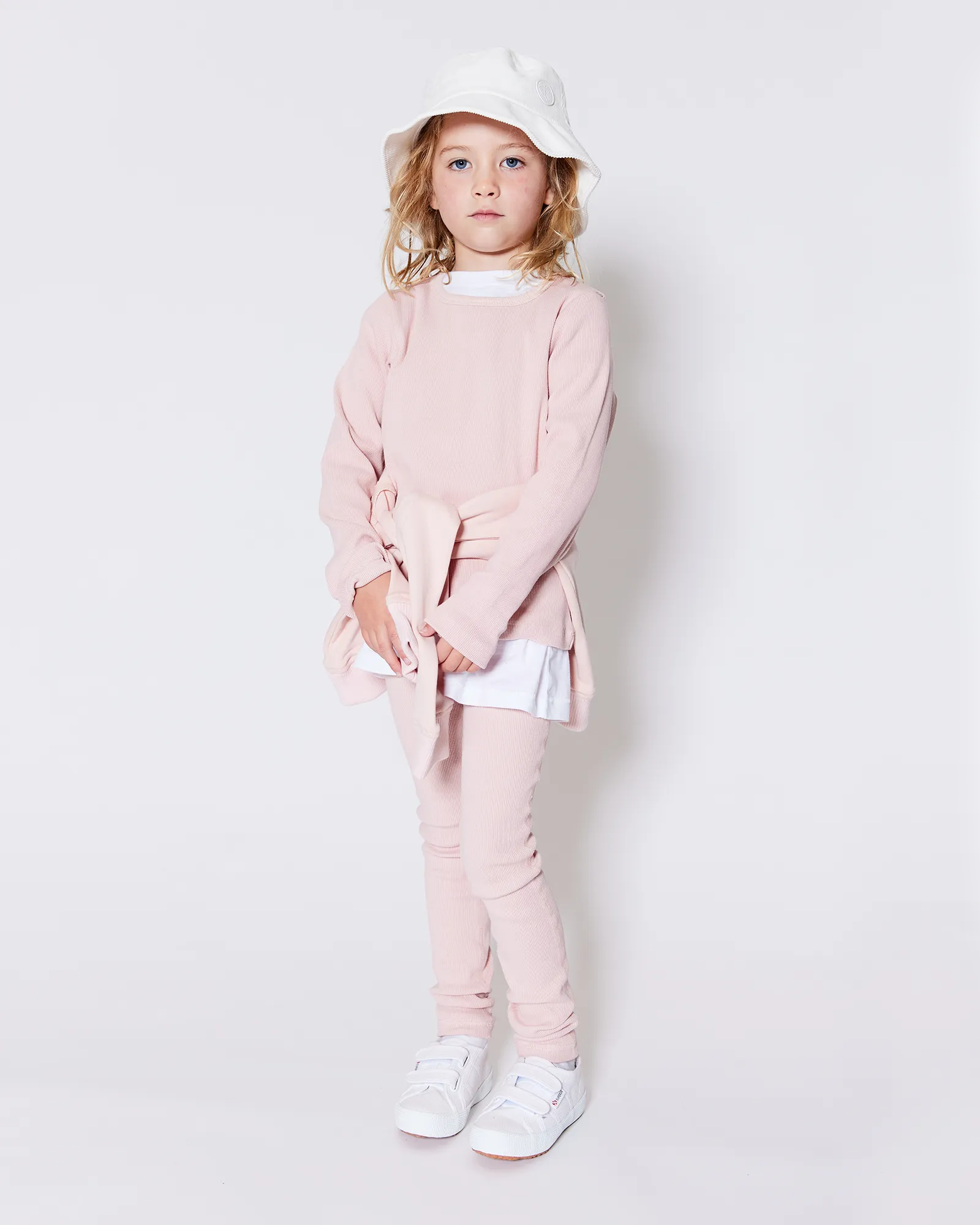 KIDS RIB LEGGING - PEACH PINK