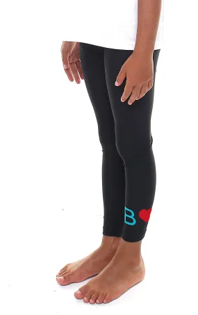 Leggings Bambina personalizzato con due cuori ed una lettera applicata sulla caviglia