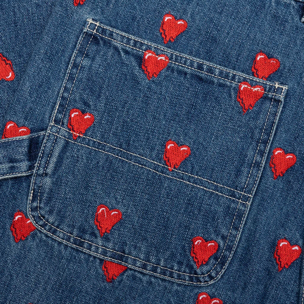 Logo Pattern Denim Pants - Washed Blue