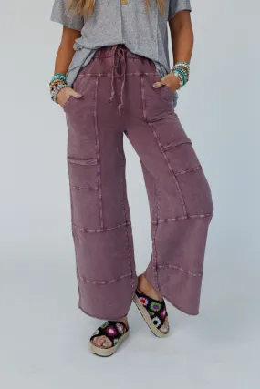 Lucky One Wide Leg Full Pant - Plum