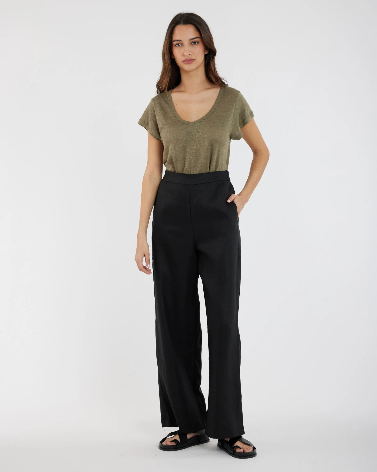 Mabel Linen Pant - Black