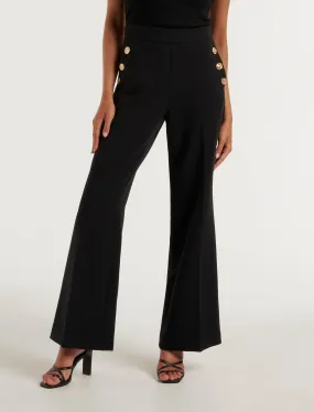 Megan Petite Button Wide Leg Pants