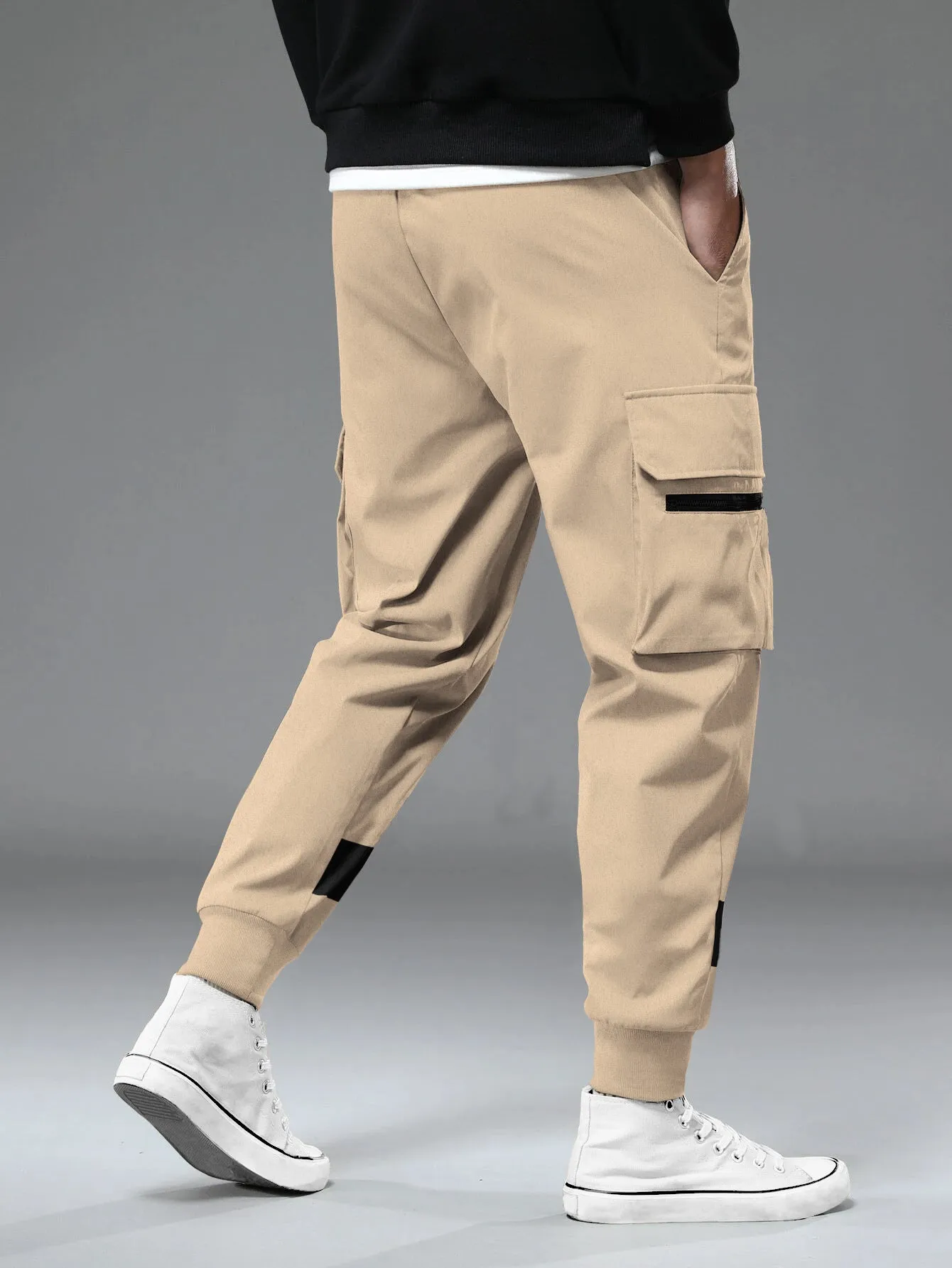 Men Beige Printed Cargo Jogger