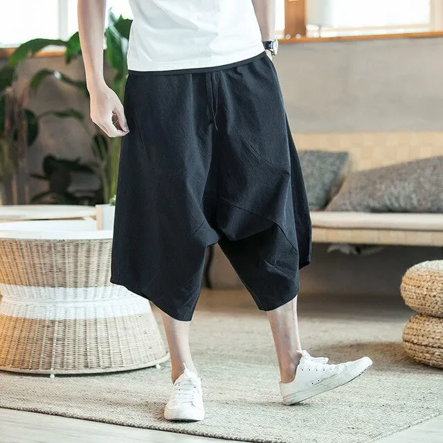 Mens Wide leg cropped pants