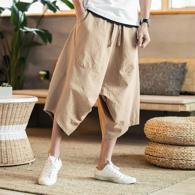 Mens Wide leg cropped pants