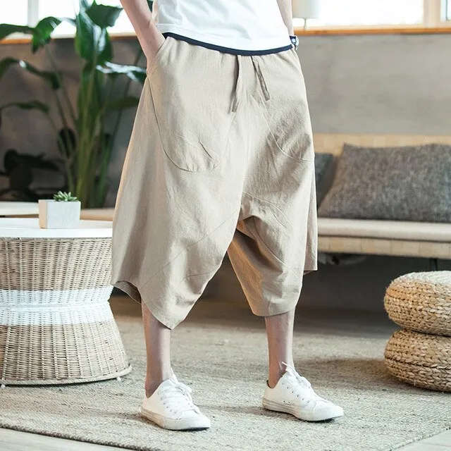 Mens Wide leg cropped pants