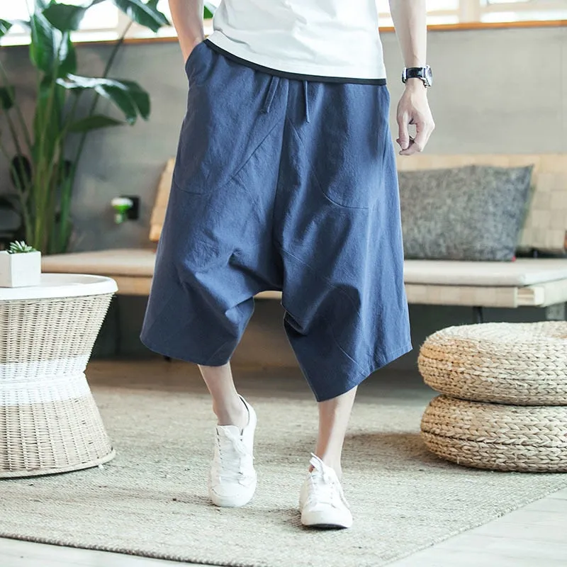 Mens Wide leg cropped pants