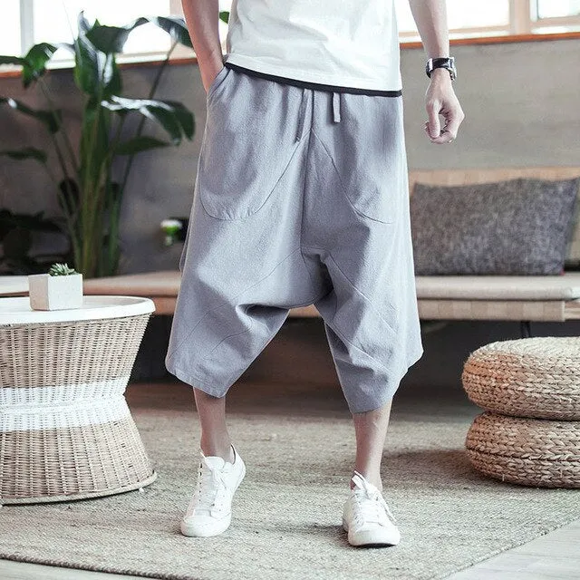 Mens Wide leg cropped pants