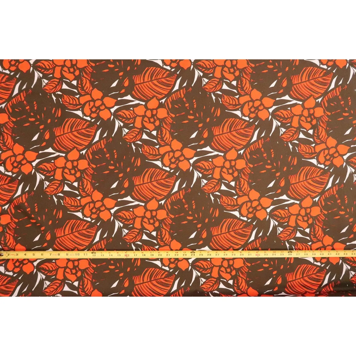 Modern Floral Fabric | Orange & Brown YEL-0006C