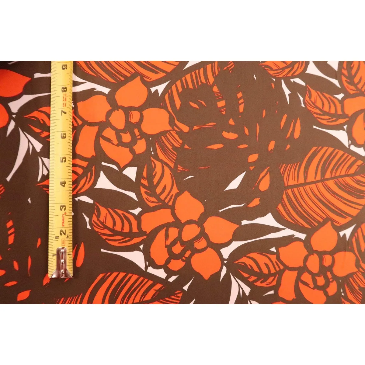 Modern Floral Fabric | Orange & Brown YEL-0006C