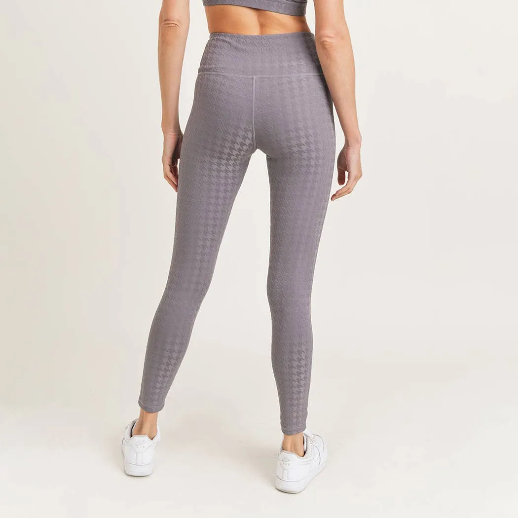 Mono B Textured Houndstooth High Waist Leggings Plum Gray