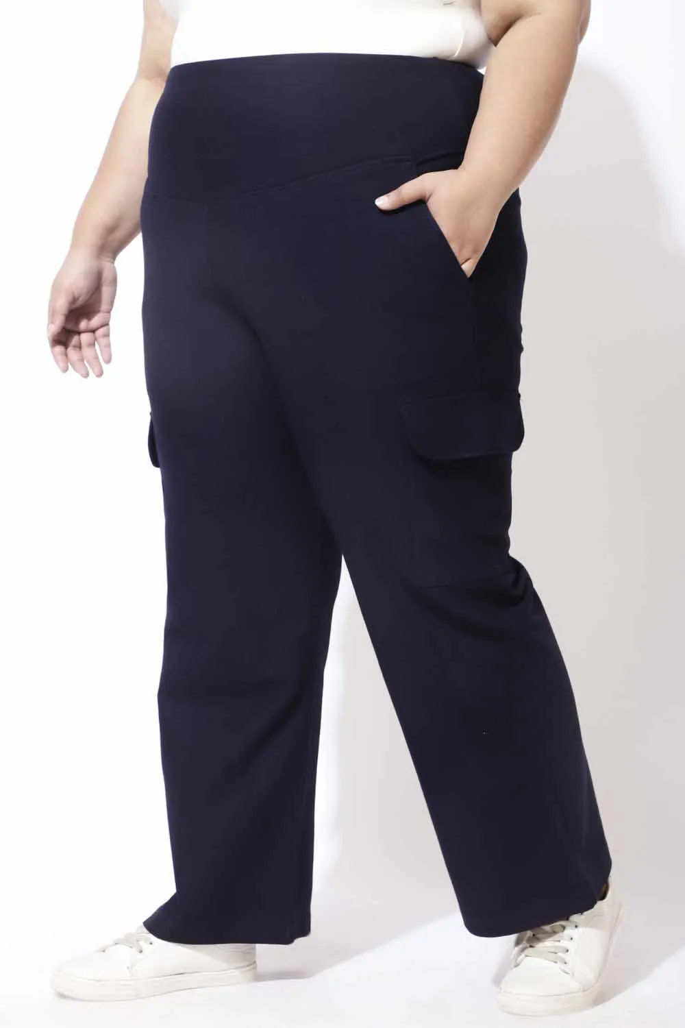 Navy Tummy Shaper Cargo Pants