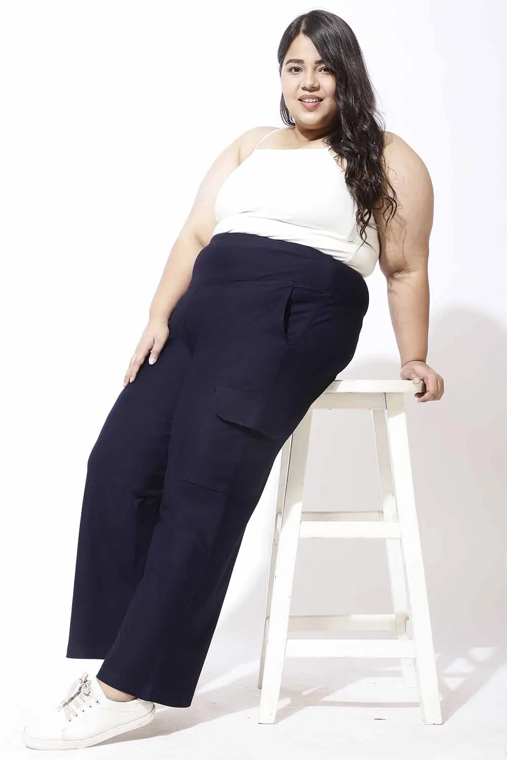 Navy Tummy Shaper Cargo Pants