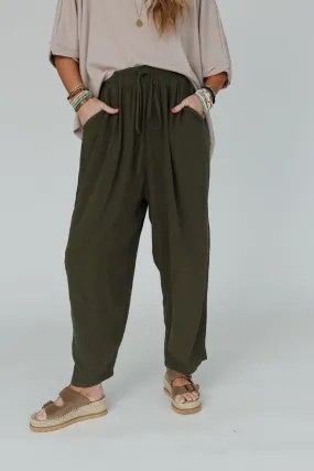 Nomadic Nature Drawstring Harem Pants - Moss