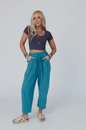 Nomadic Nature Drawstring Harem Pants - Teal