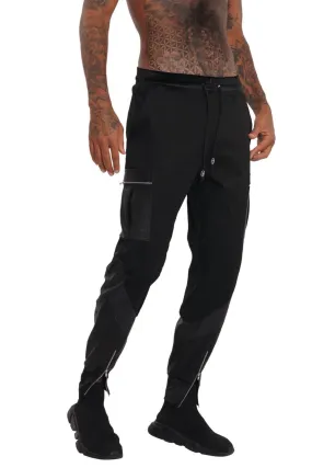 Obsidian Mens Black Leather Joggers