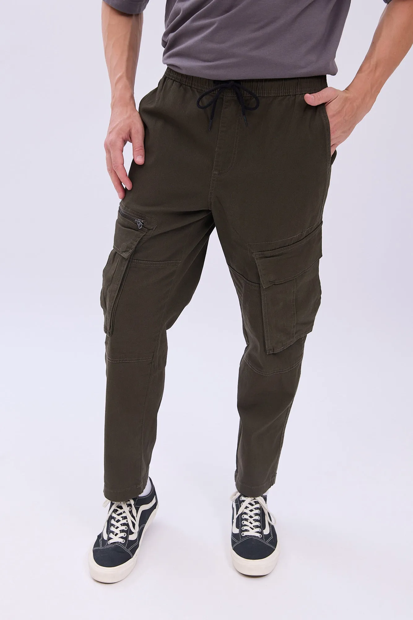 Relaxed Zip Cargo Twill Pants