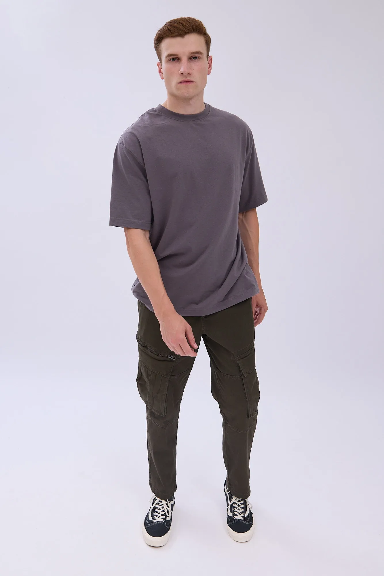 Relaxed Zip Cargo Twill Pants