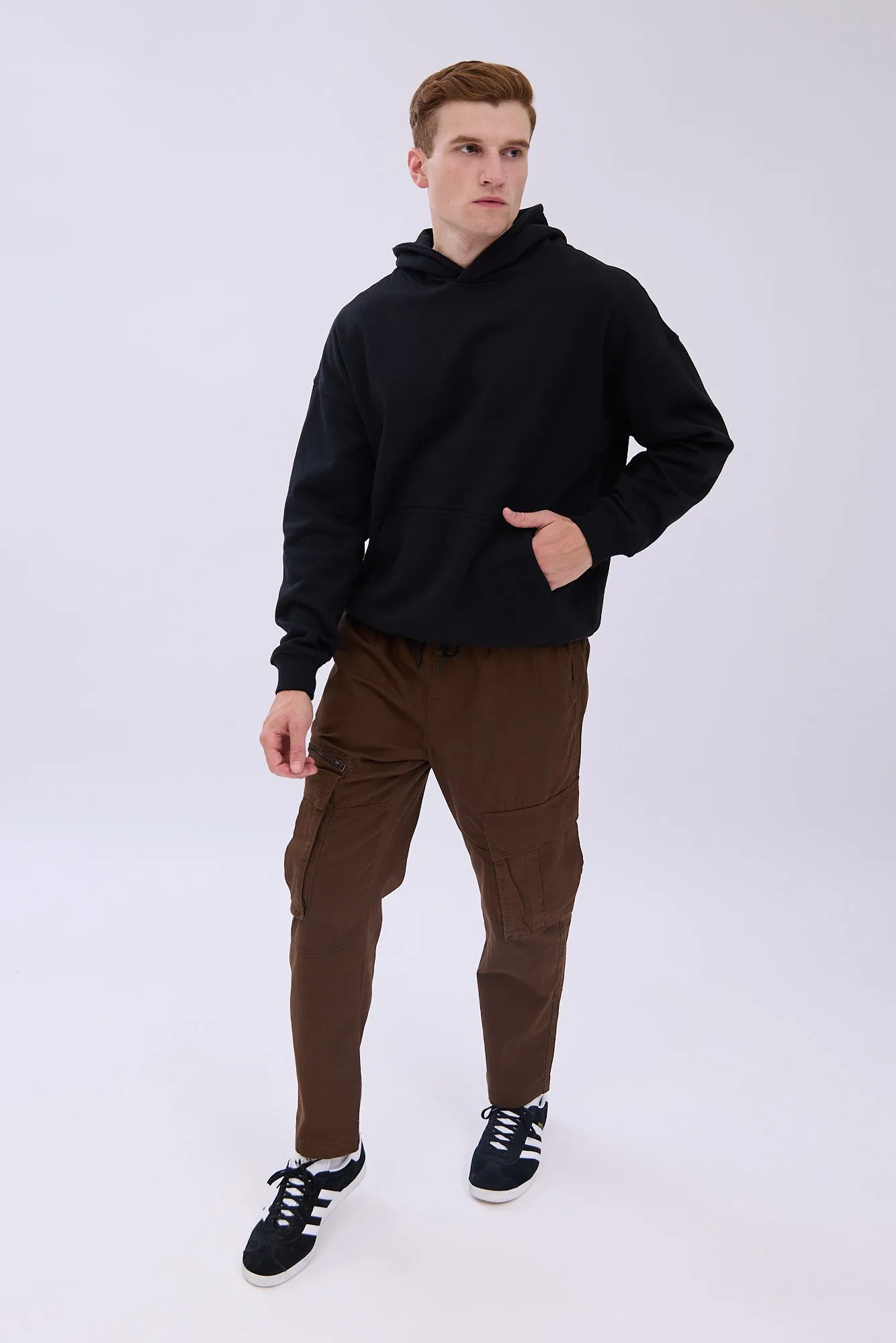 Relaxed Zip Cargo Twill Pants