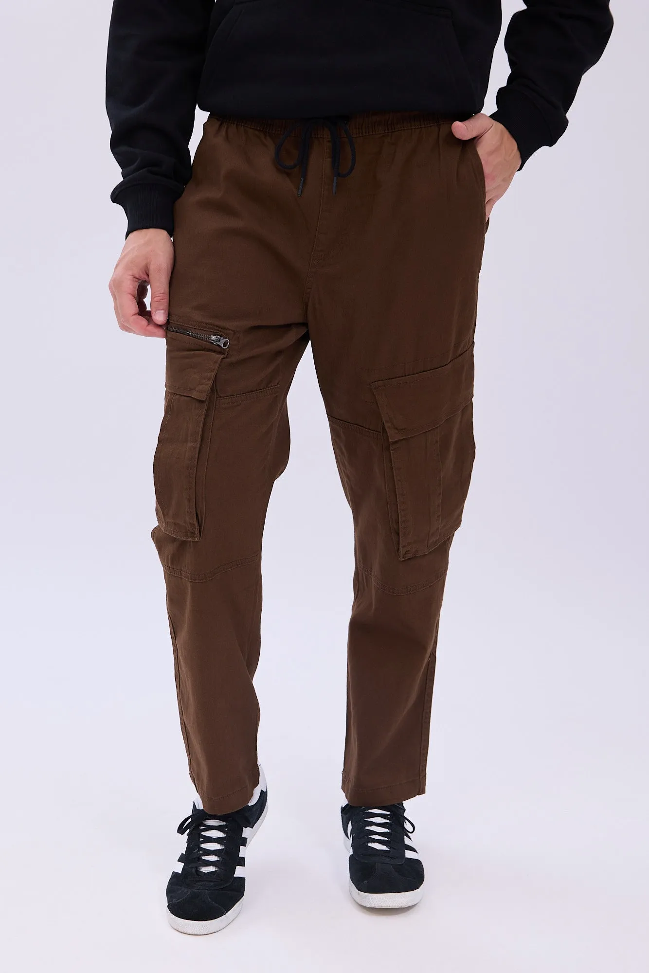 Relaxed Zip Cargo Twill Pants