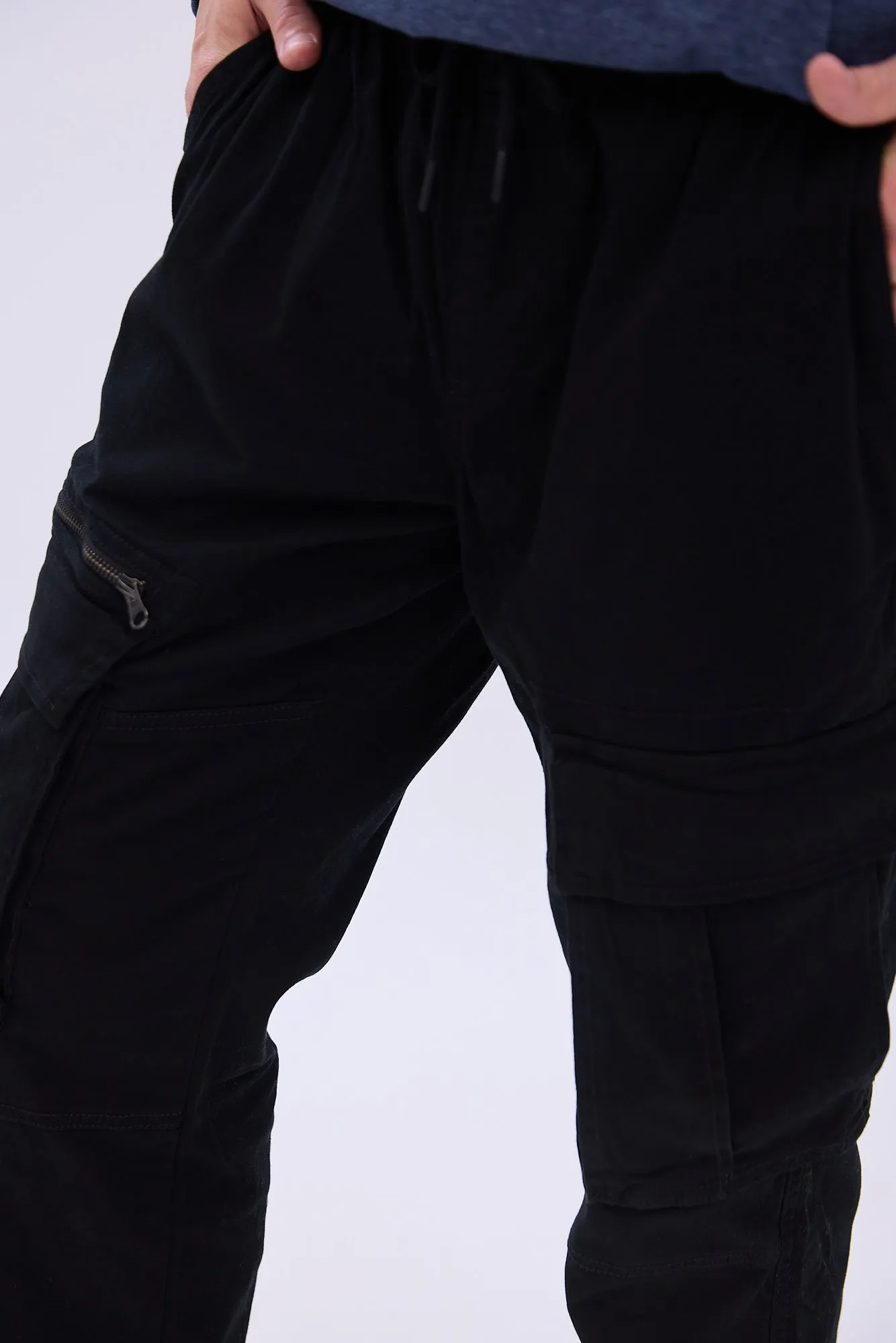 Relaxed Zip Cargo Twill Pants