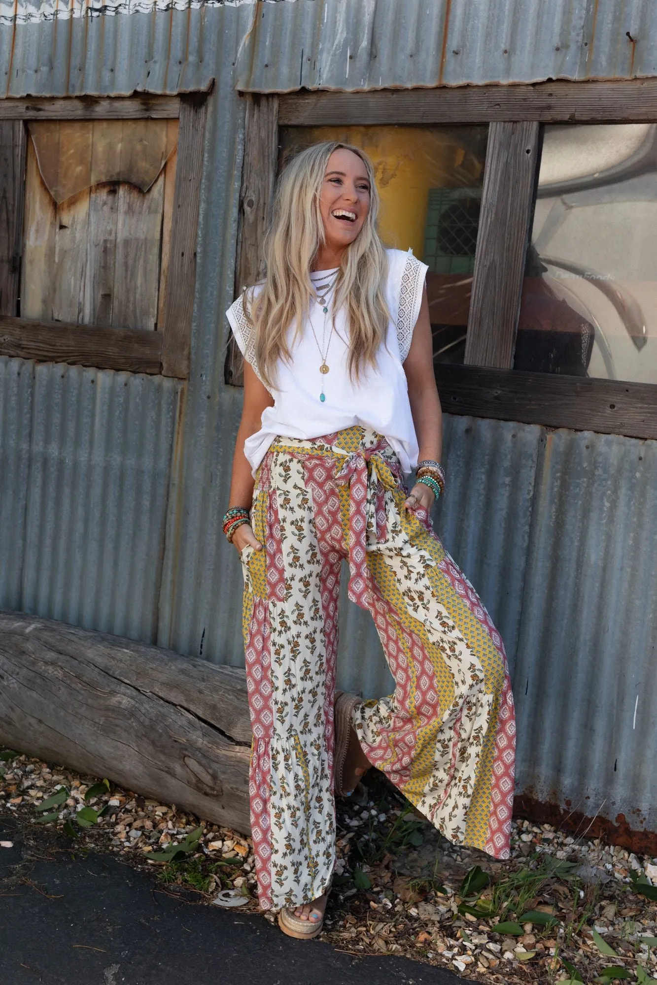 Secret Admirer Printed Pants - Patchwork Multi