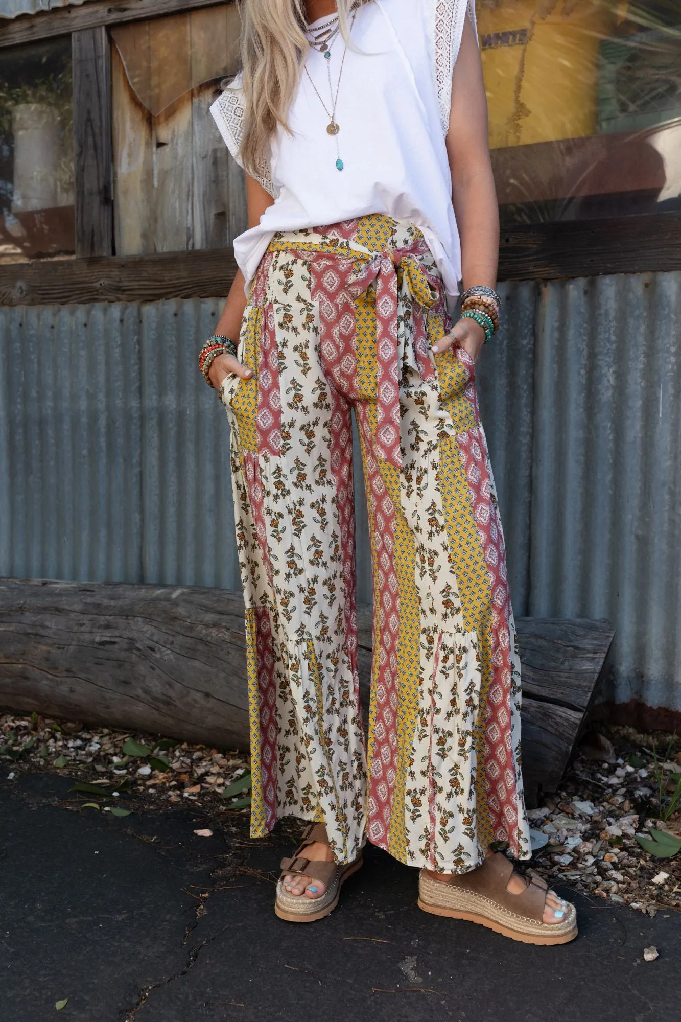 Secret Admirer Printed Pants - Patchwork Multi