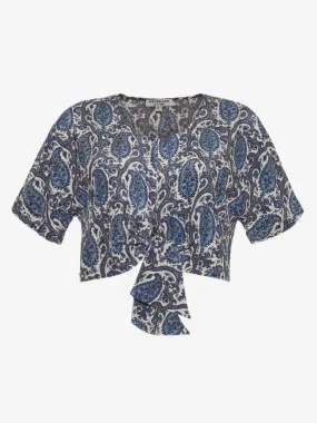 Silk Tie Blouse | Shiva Blue