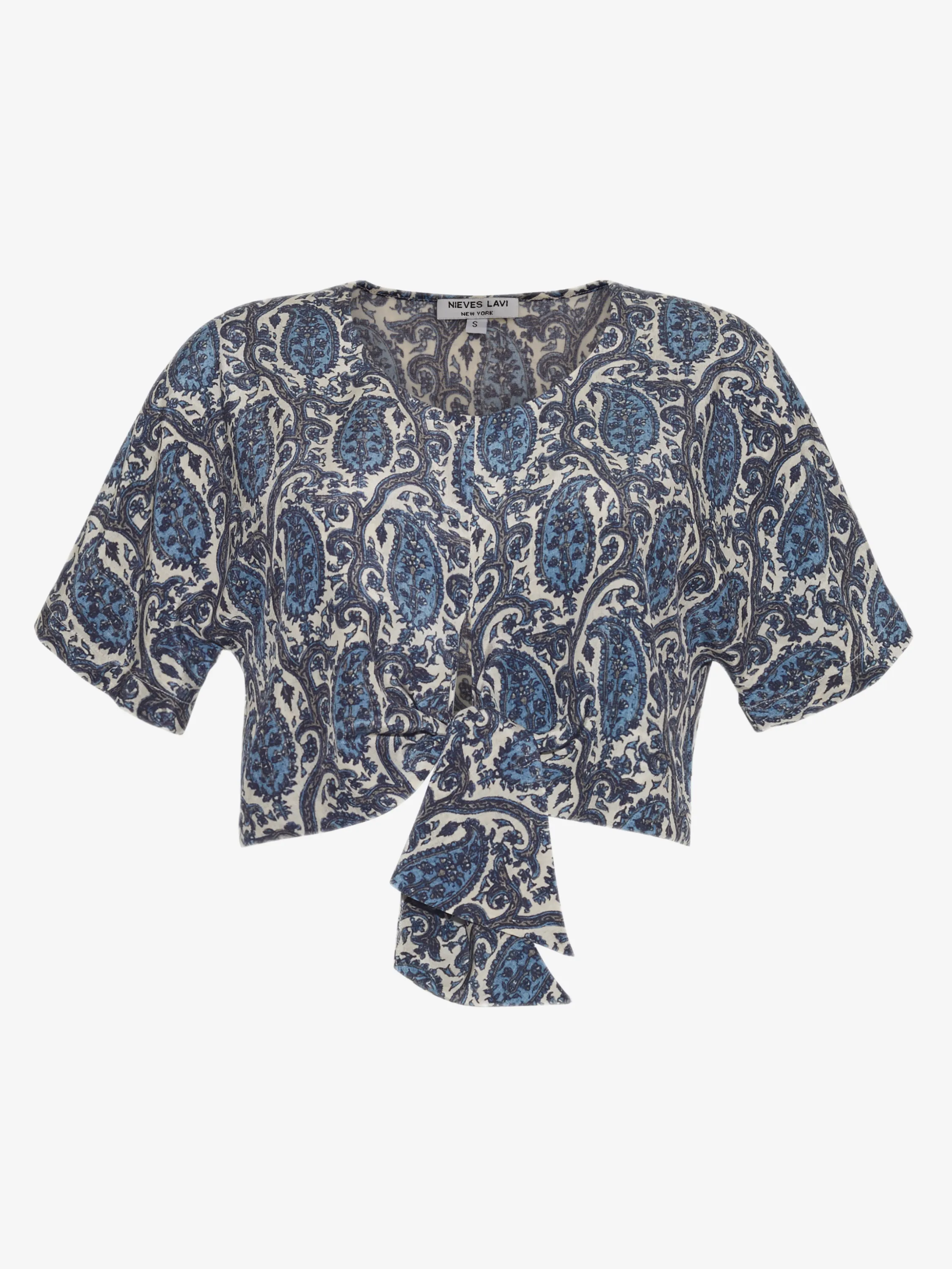 Silk Tie Blouse | Shiva Blue