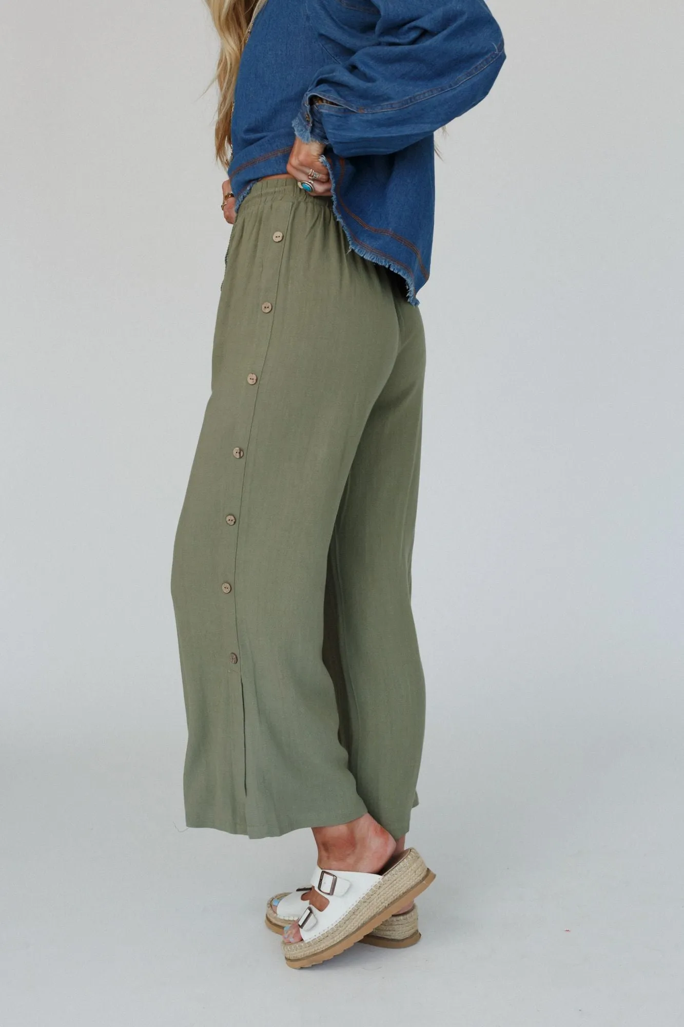 Sunny Side Wide Leg Pants - Olive