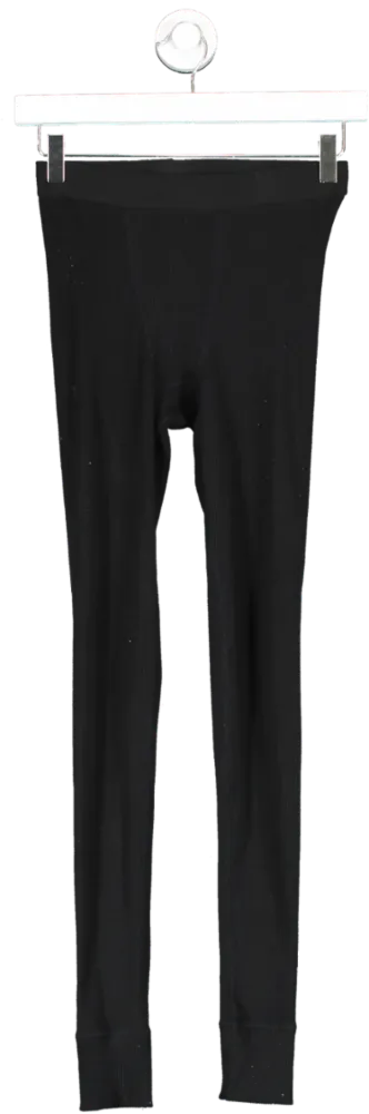 THE KRIPT Black Ribbed Leggings UK XS