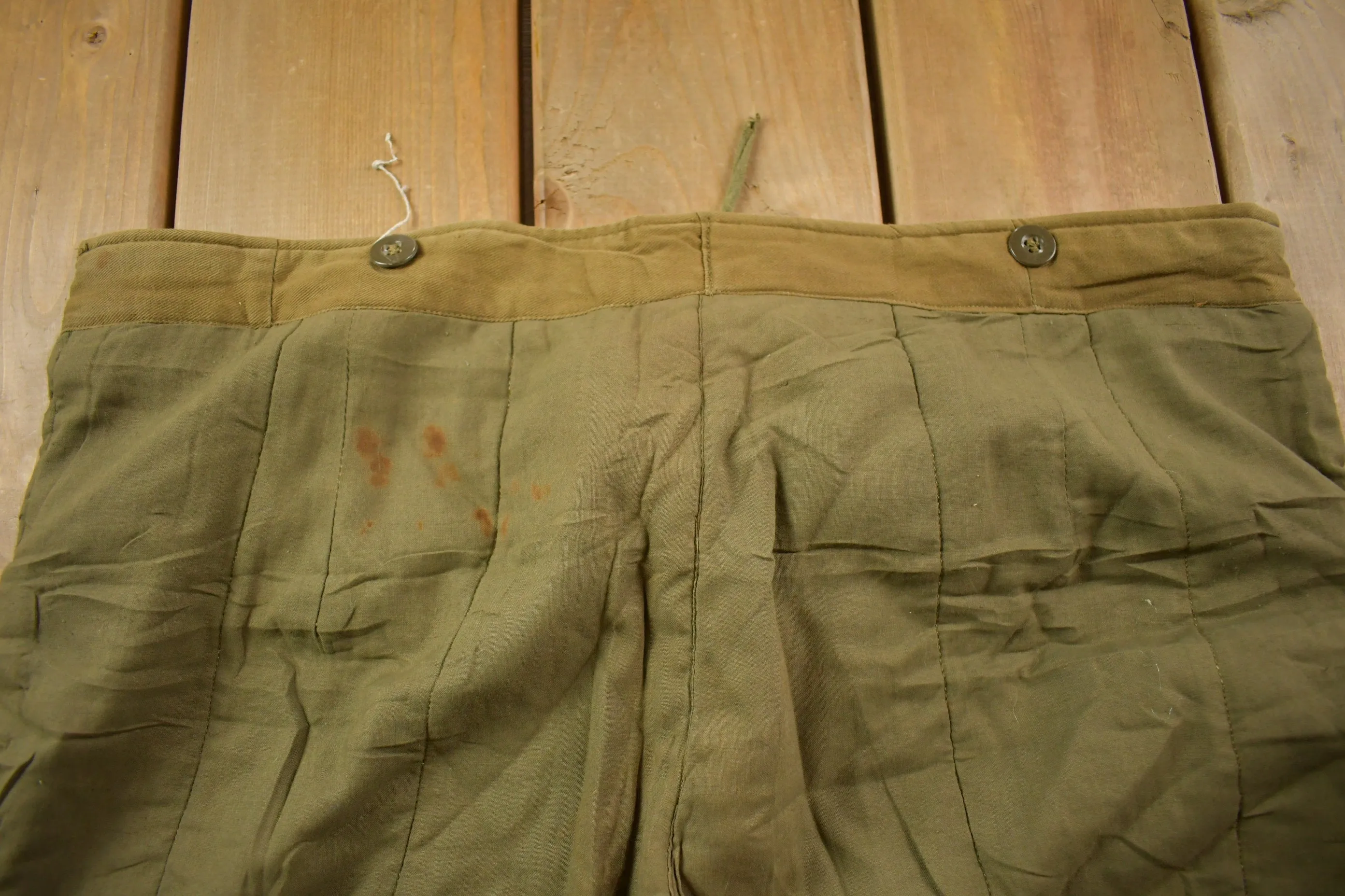 True Vintage 1960s Military Liner Pants Size 39 x 28 / Button Fly / Army Pants / Military Pant's / Vintage Military Pants