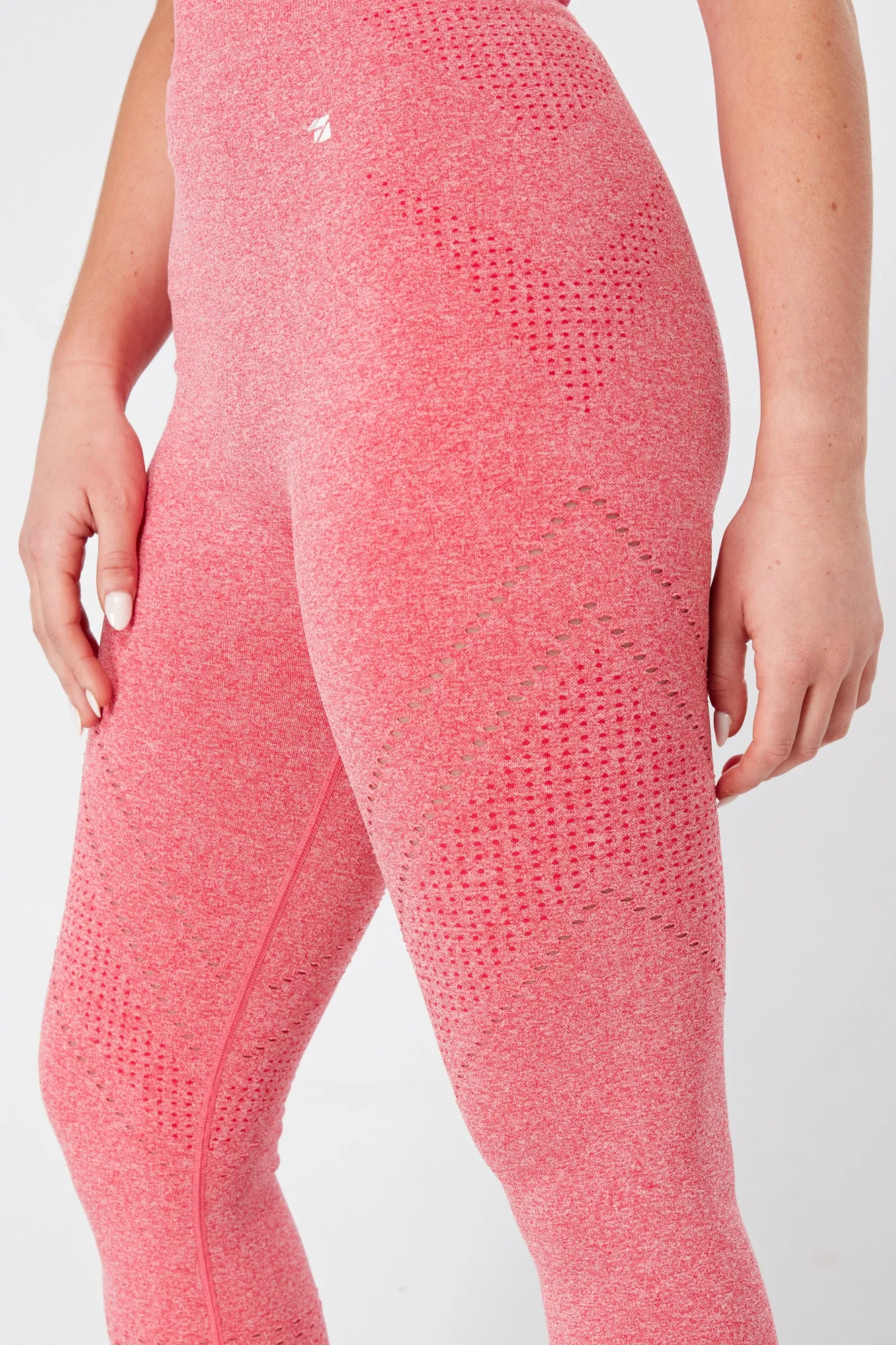 Twill Active Seamless Marl Laser cut Leggings - Pink