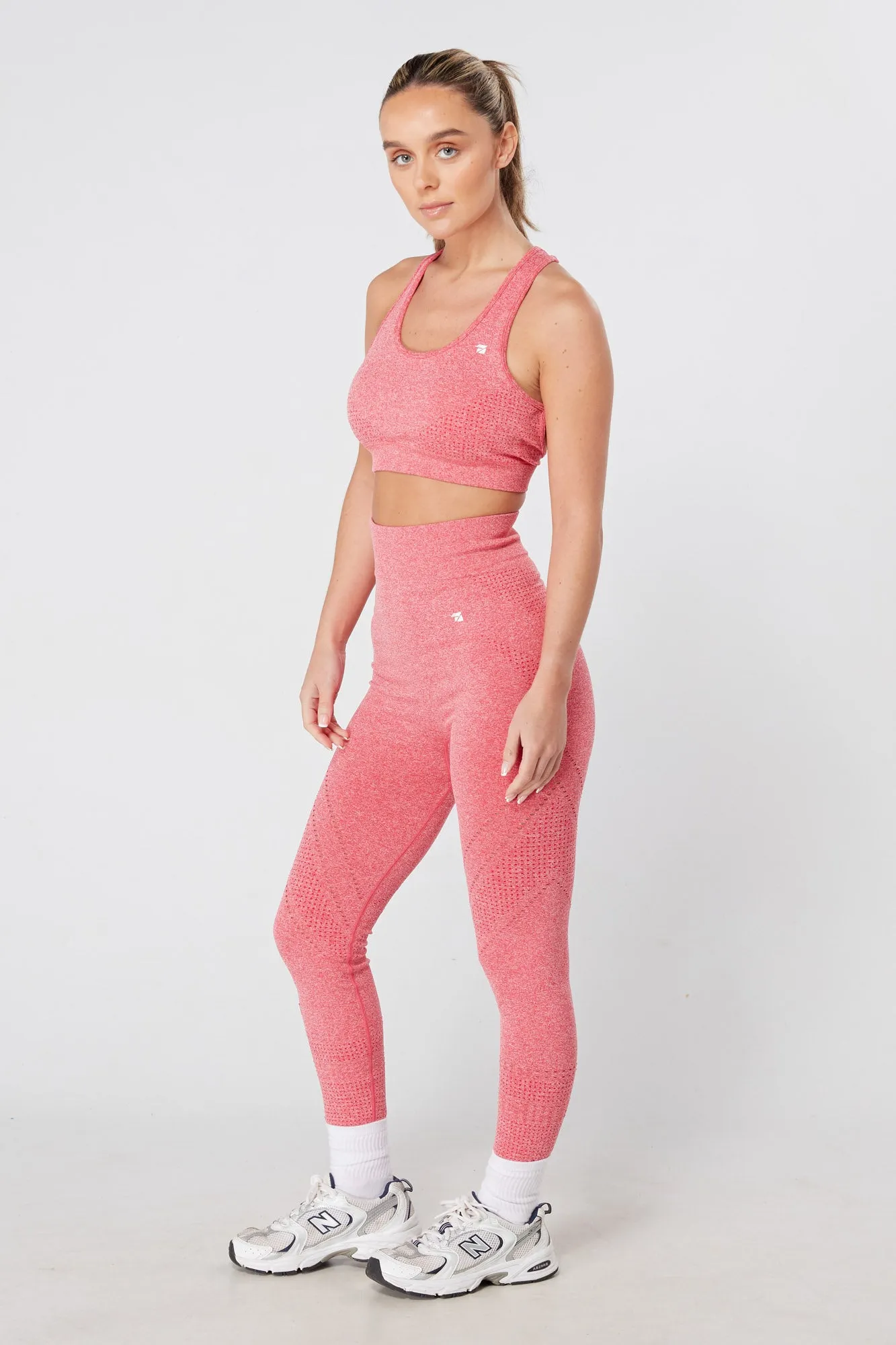 Twill Active Seamless Marl Laser cut Leggings - Pink