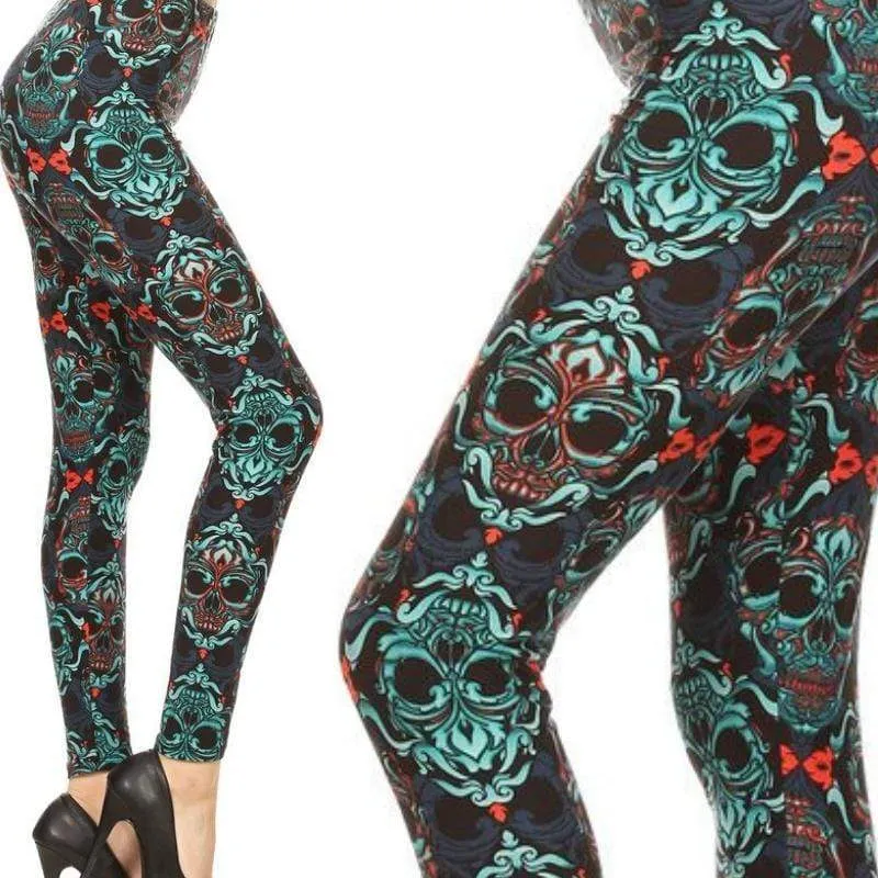 Wicked Soft Fleur De LeiSkull OS Leggings