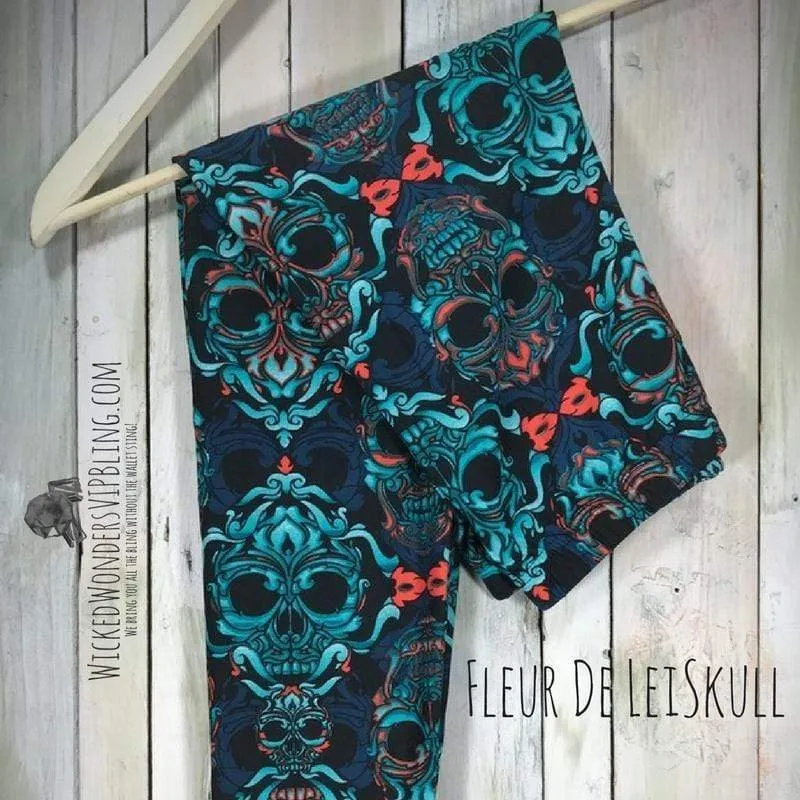 Wicked Soft Fleur De LeiSkull OS Leggings