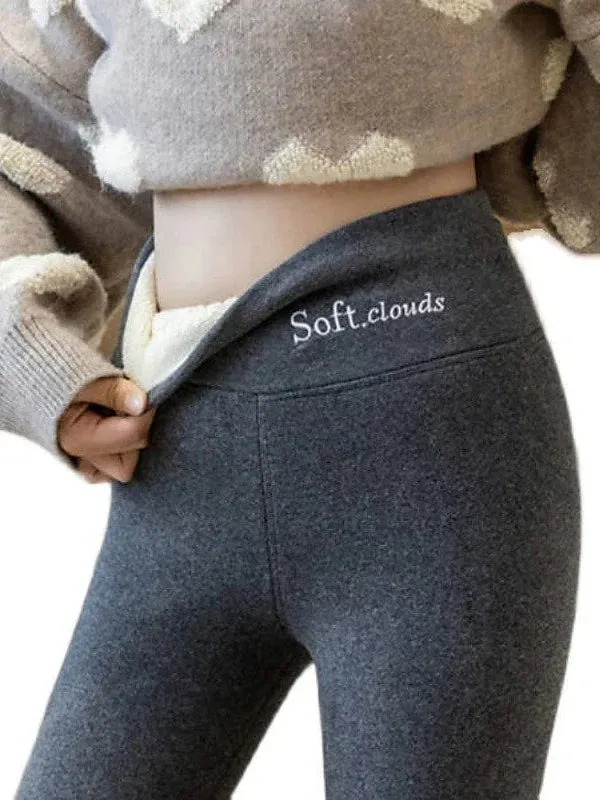 Winter Warmth High Waist Leggings in Light Gray and Dark Gray