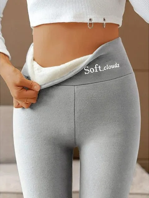 Winter Warmth High Waist Leggings in Light Gray and Dark Gray