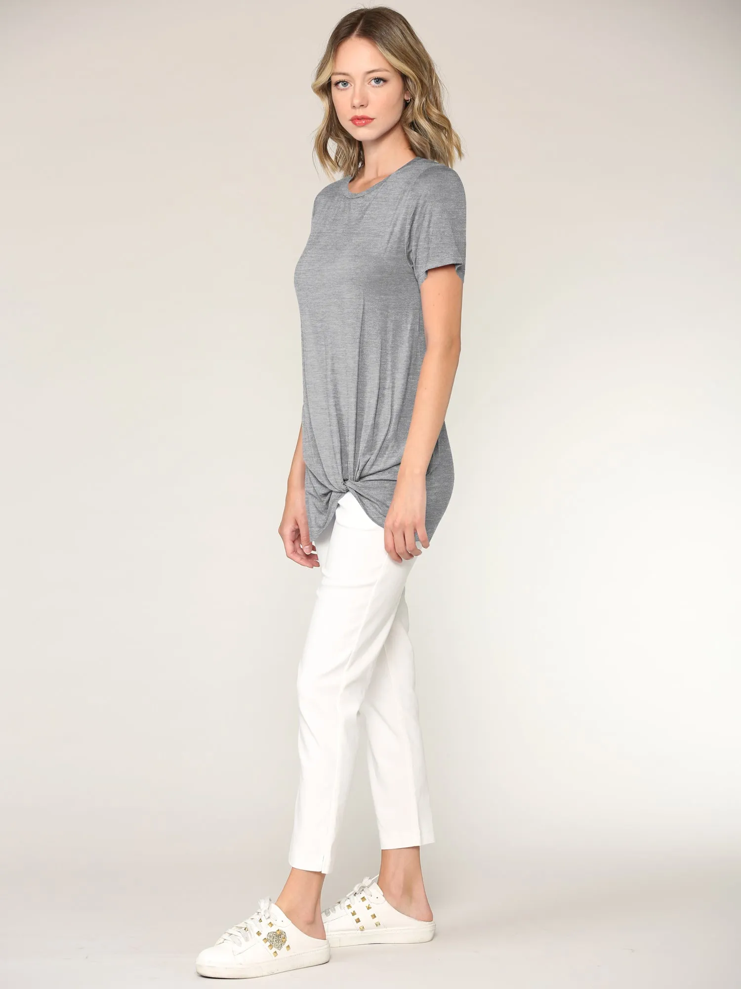 Women's Twist Front Short Sleeve Tunic Tee