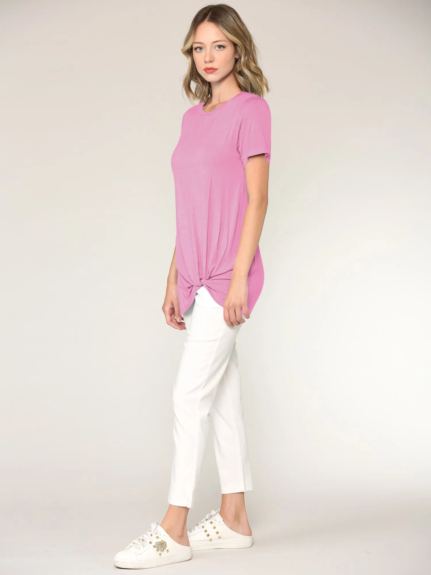 Women's Twist Front Short Sleeve Tunic Tee