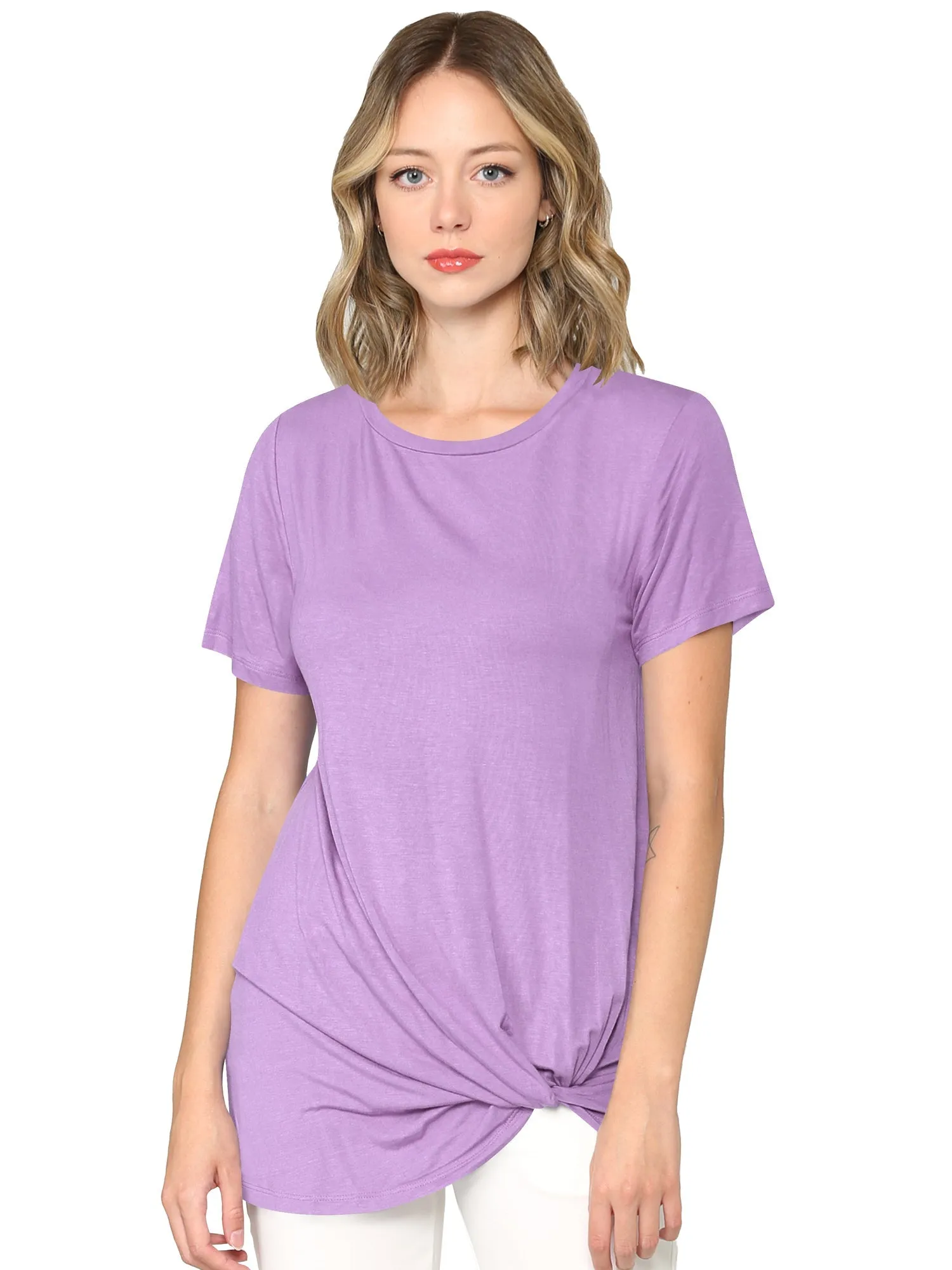 Women's Twist Front Short Sleeve Tunic Tee