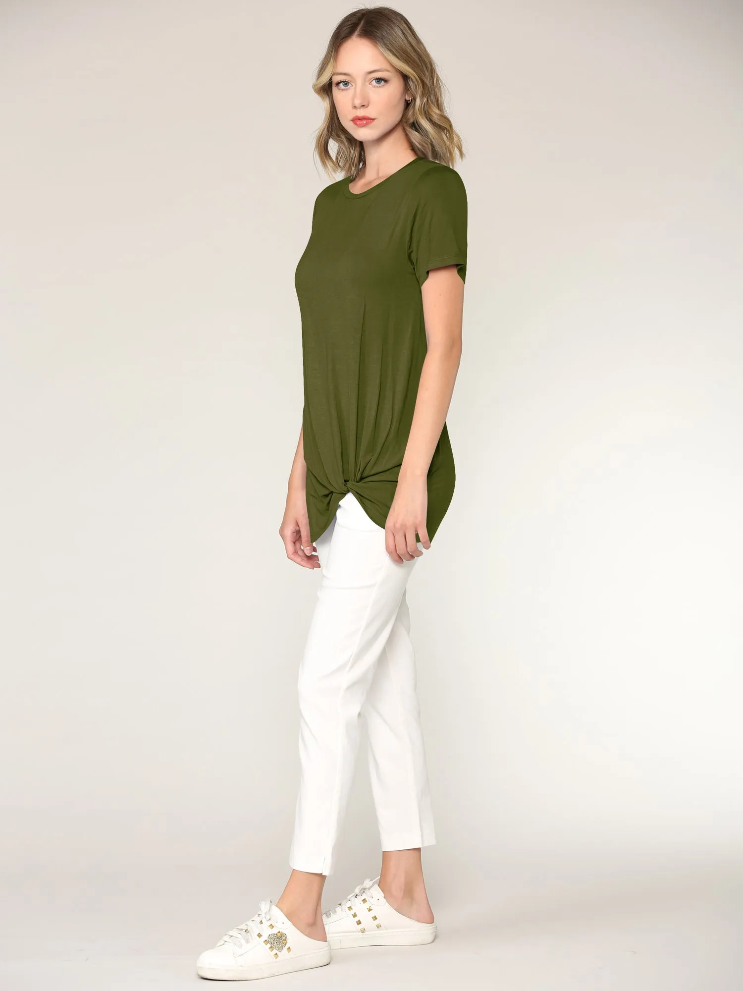 Women's Twist Front Short Sleeve Tunic Tee