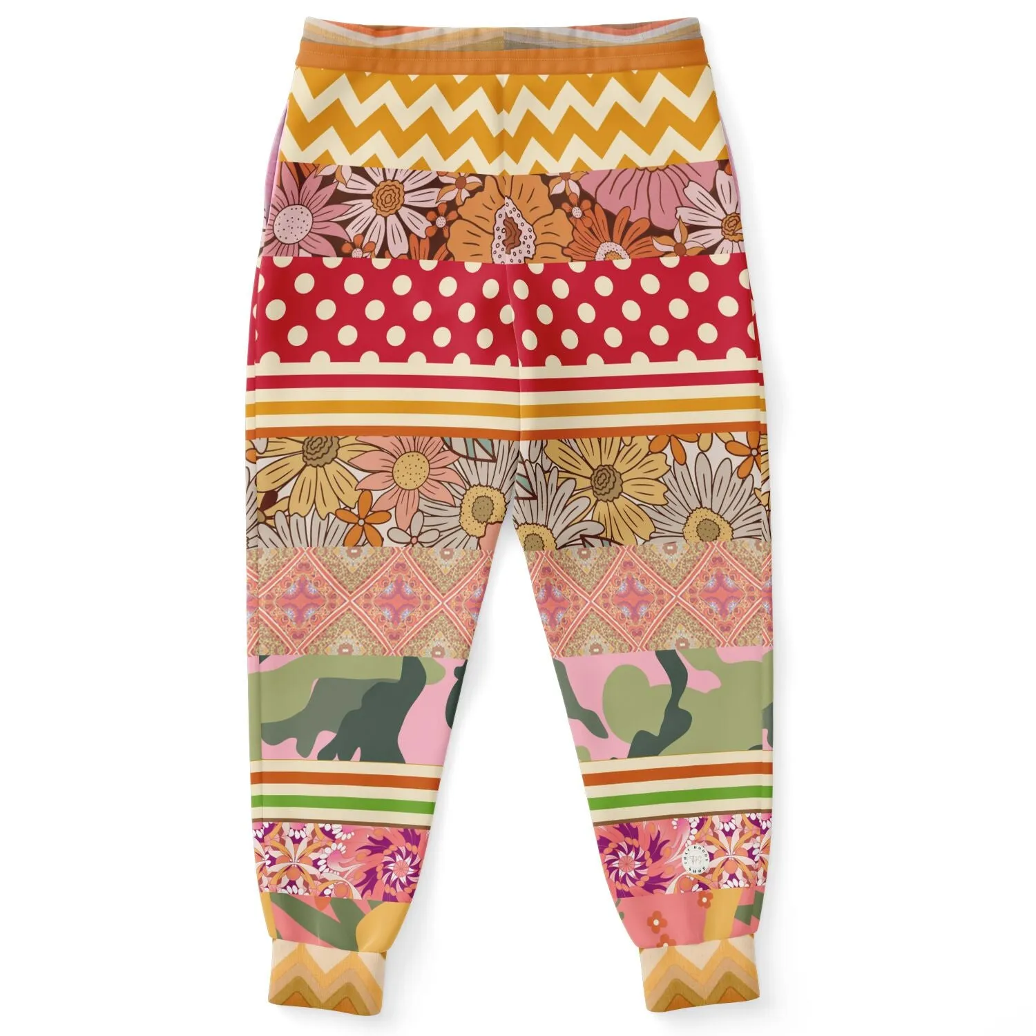 Yogananda Floral Stripe Patchwork Unisex Eco-Poly Joggers