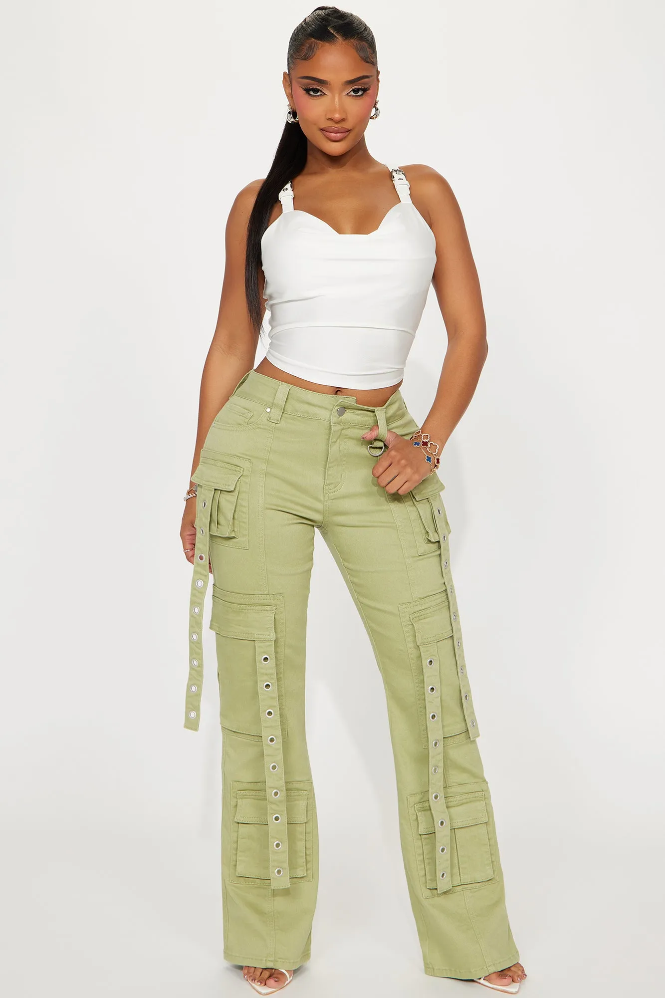 Your Best Shot Cargo Flare Pant - Sage